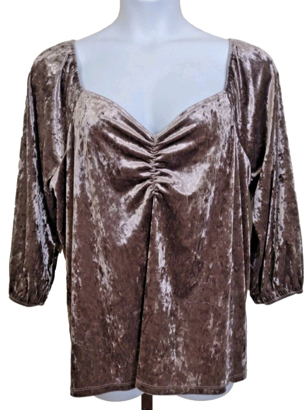 Lane Bryant Women's 22/24 Graysilver Crushed Velvet Sweetheart Top Whimsygoth